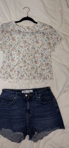 Floral crop top and cut off Levi shorts